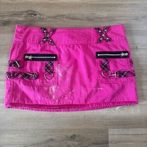 Vintage 90s Tripp NYC Hot Pink Skirt Size XL Y2K Mall Goth Emo Scene Cyber Nu